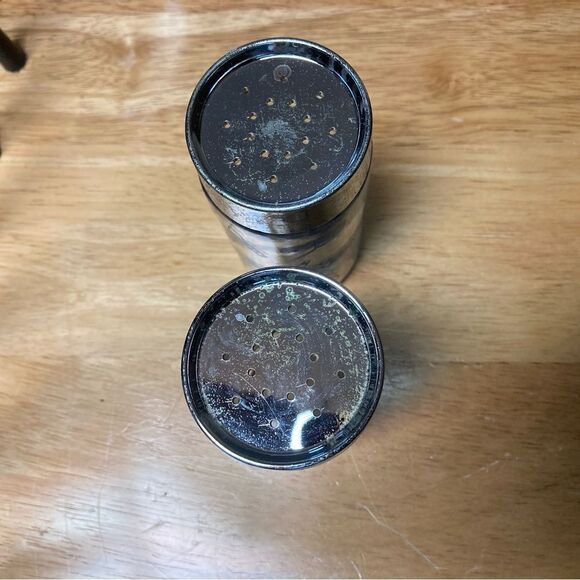 Vintage Kitchen Utensil Pattern Blue Lidded Glass Jars Shaker Spices - Picture 8 of 13